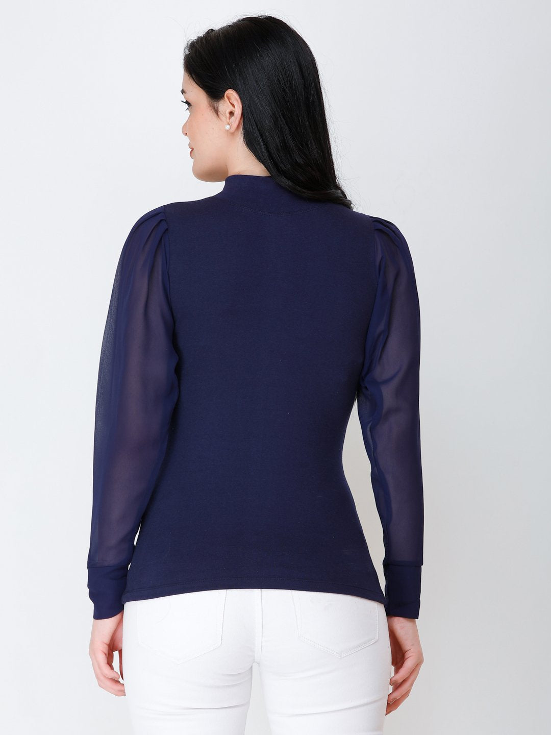 SCORPIUS Navy Blue High neck regular top