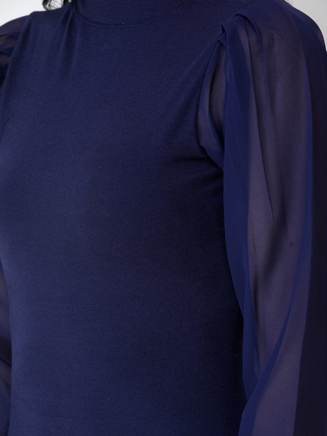 SCORPIUS Navy Blue High neck regular top