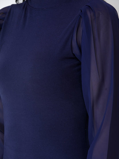 SCORPIUS Navy Blue High neck regular top
