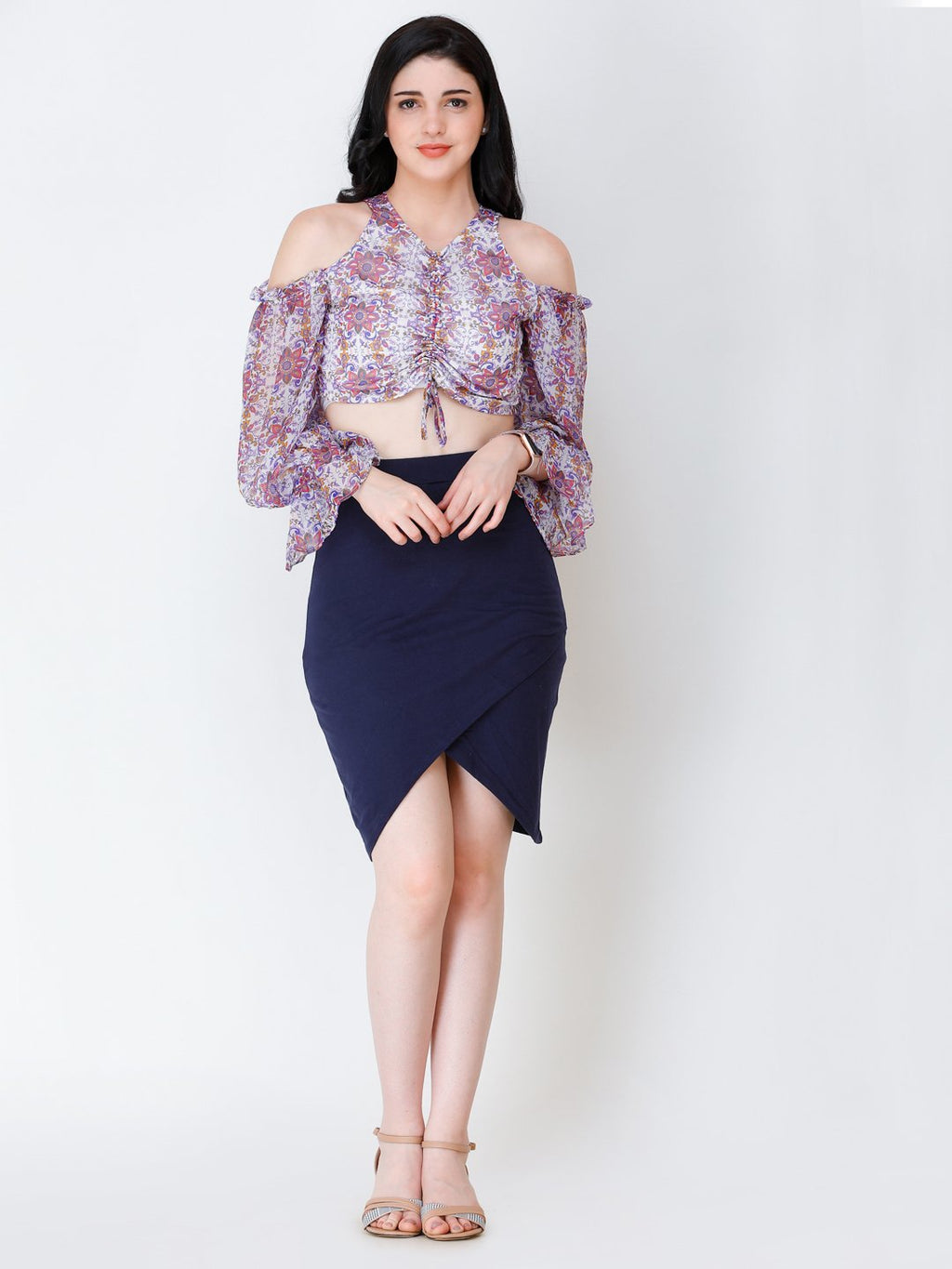 SCORPIUS printed floral styled front crop top