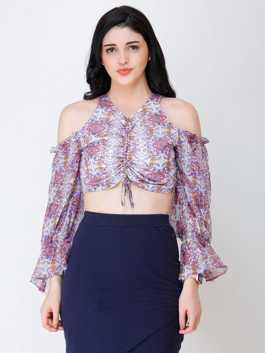 SCORPIUS printed floral styled front crop top