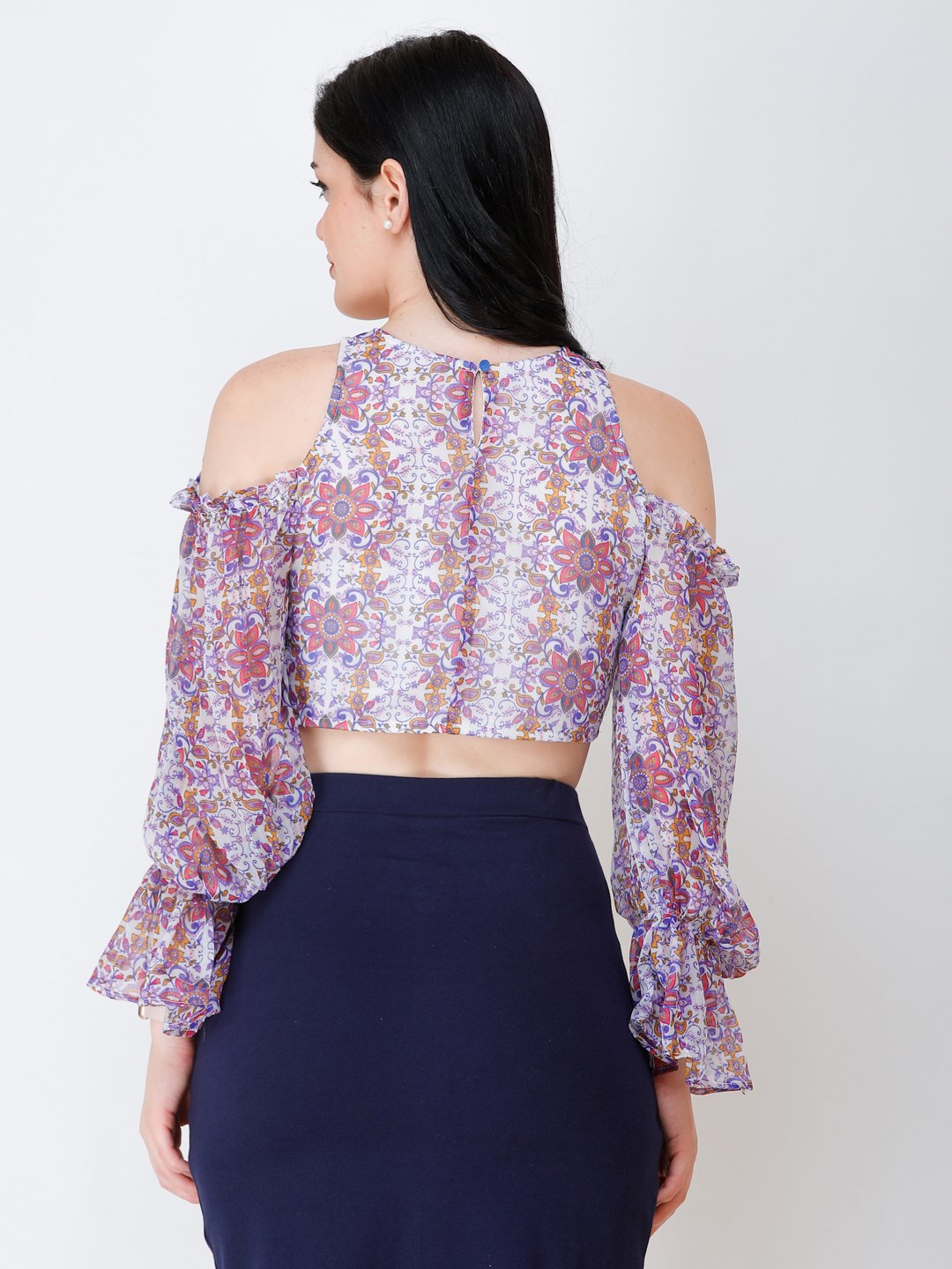 SCORPIUS printed floral styled front crop top