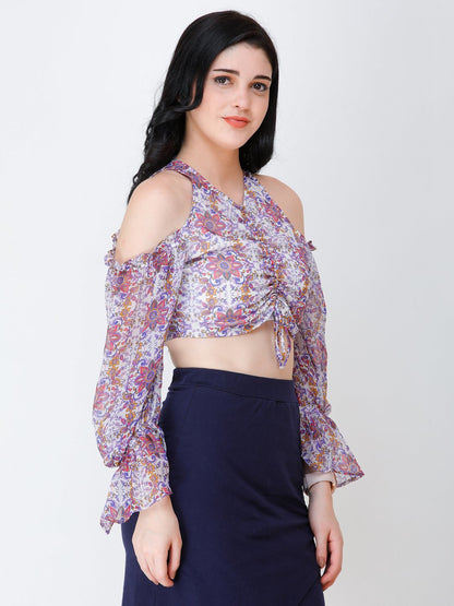 SCORPIUS printed floral styled front crop top