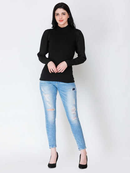 SCORPIUS Black High neck regular top