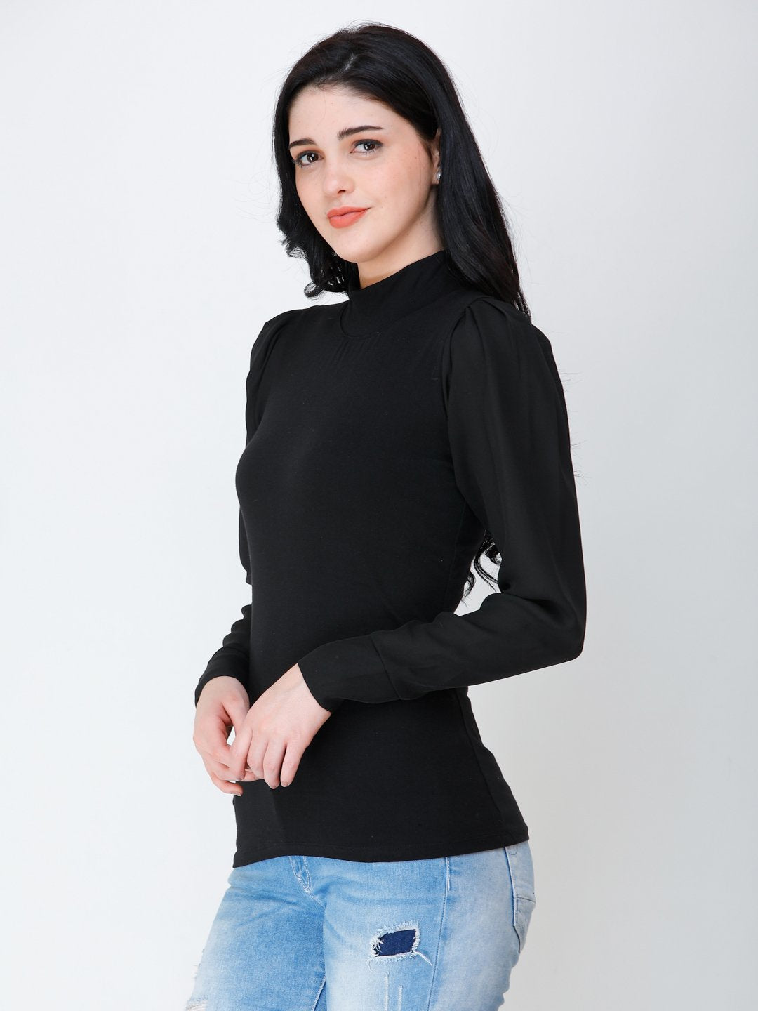 SCORPIUS Black High neck regular top