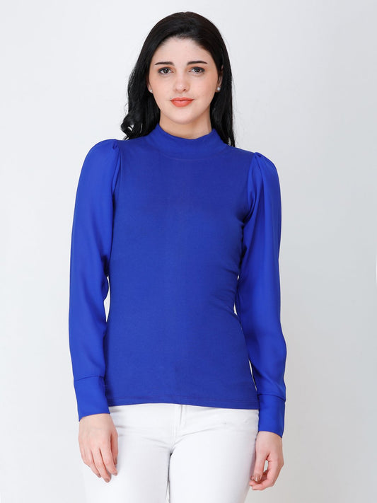 SCORPIUS Royal Blue High neck regular top