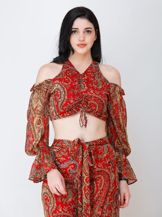 SCORPIUS printed floral styled front crop top