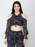 SCORPIUS printed floral styled front crop top