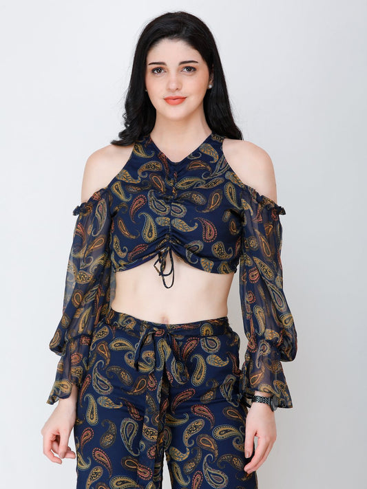 SCORPIUS printed floral styled front crop top