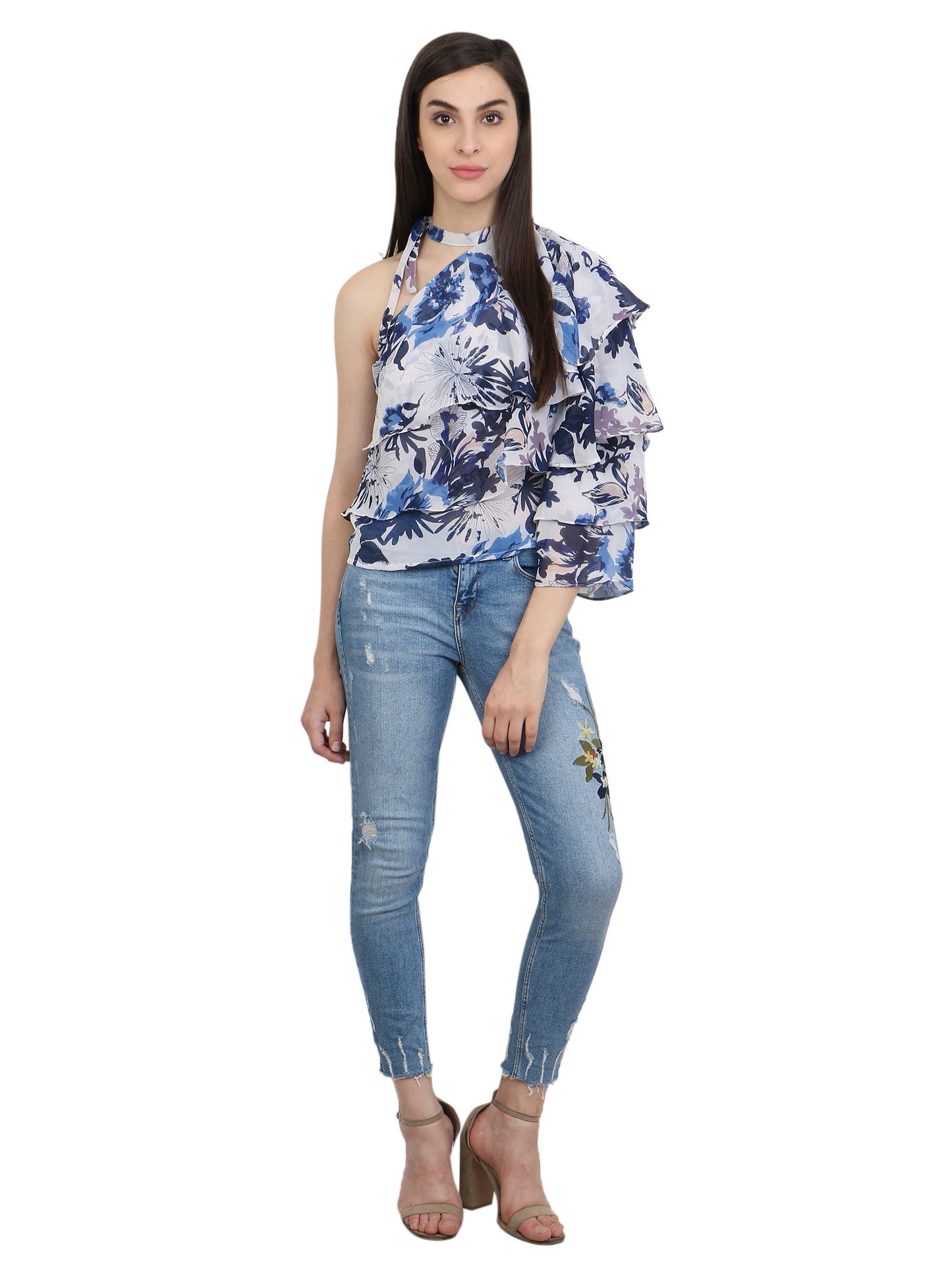 White Printed Top