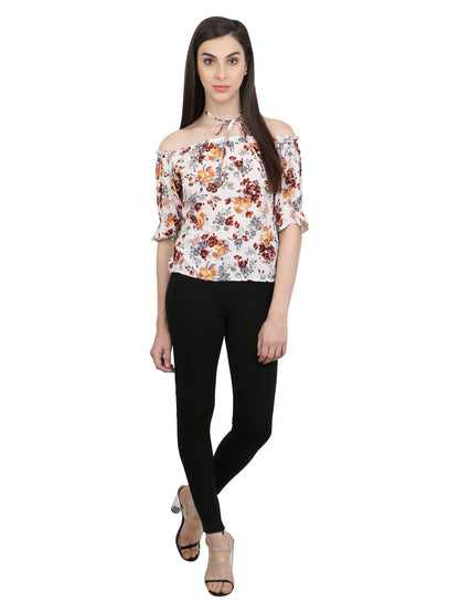 White Printed Top