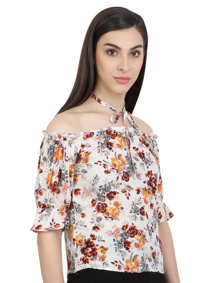 White Printed Top