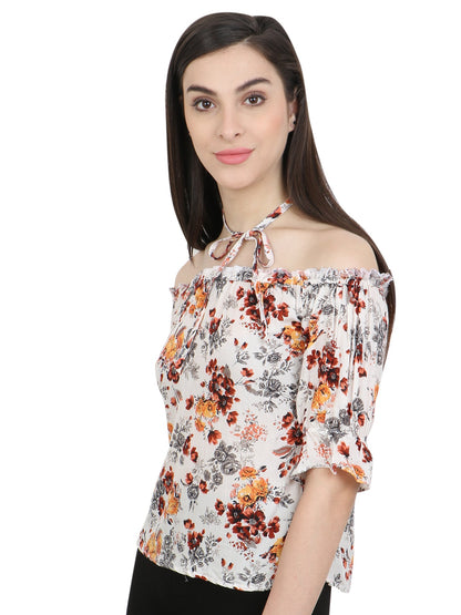 White Printed Top