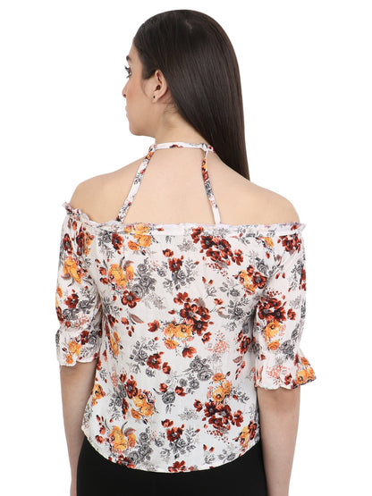 White Printed Top
