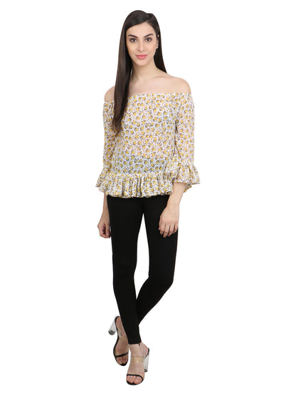 White Printed Top