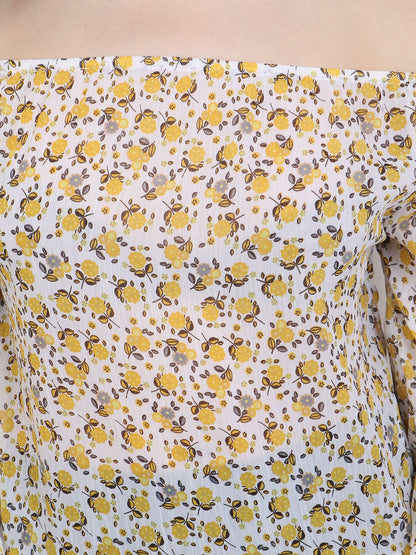 White Printed Top