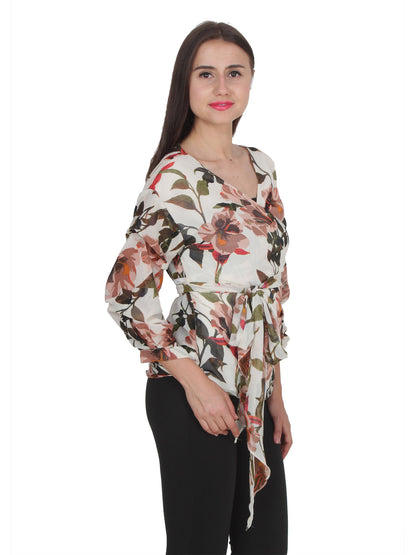 White Printed Top
