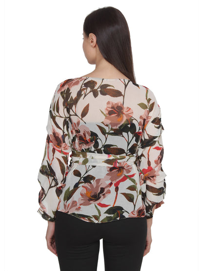 White Printed Top