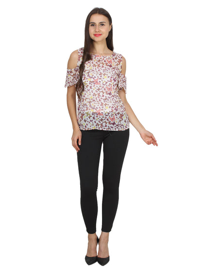 White Printed Top