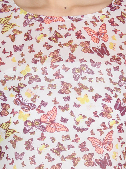 White Printed Top