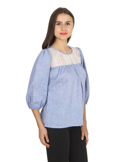 Blue Solid Top