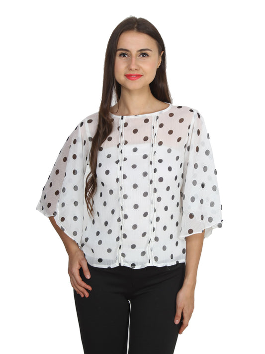 White Polka Top