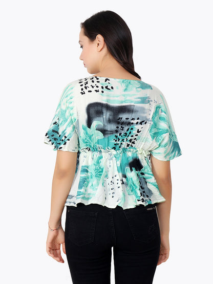 White Printed Top