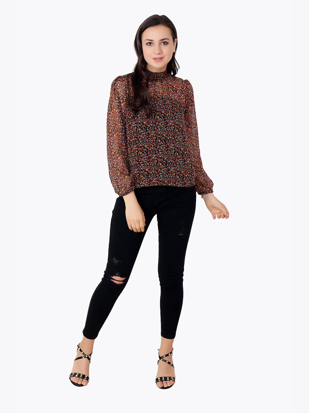 Brown Printed Top