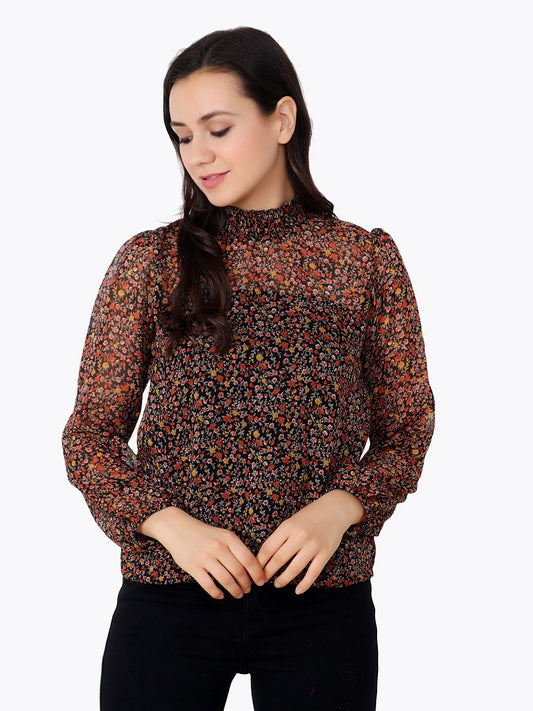 Brown Printed Top