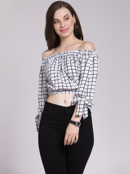 White Checkered Top