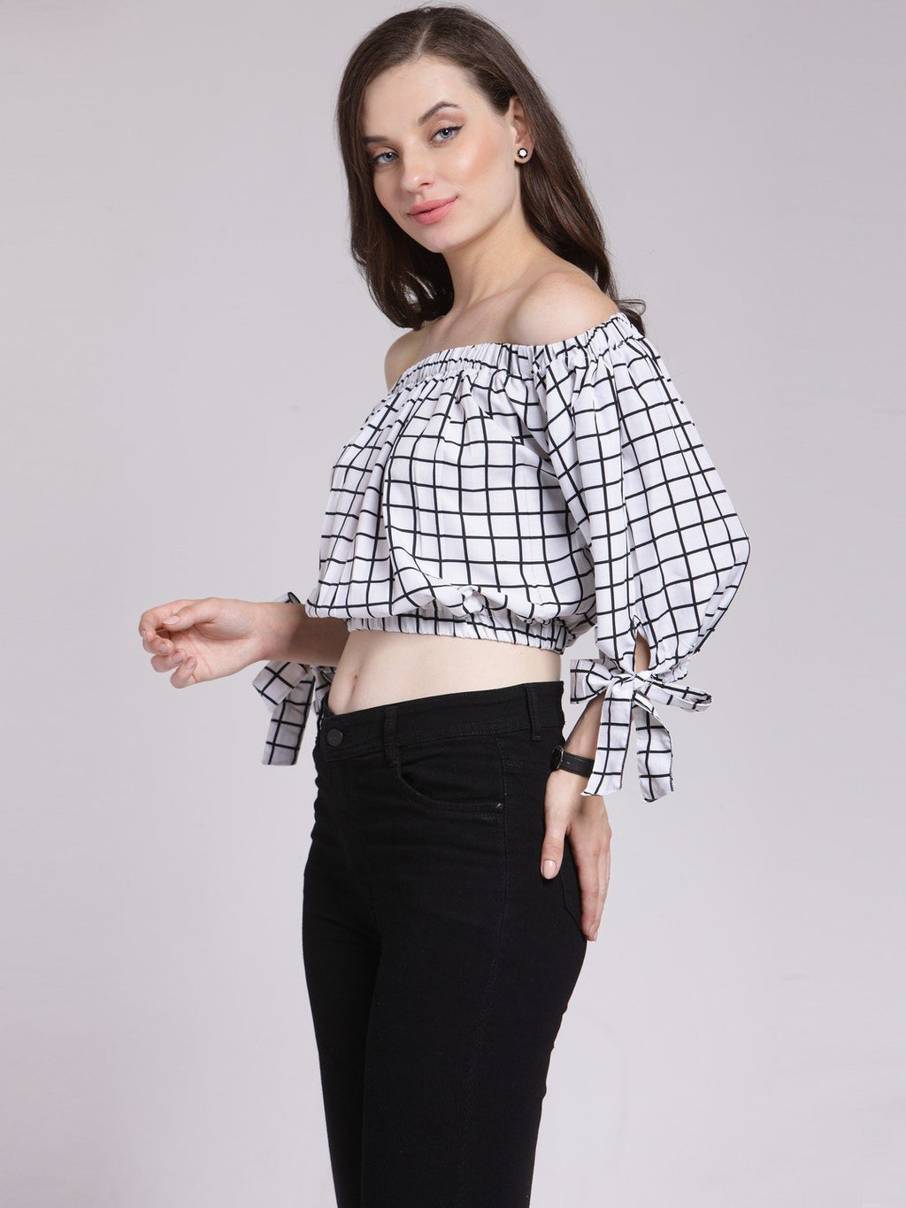 White Checkered Top