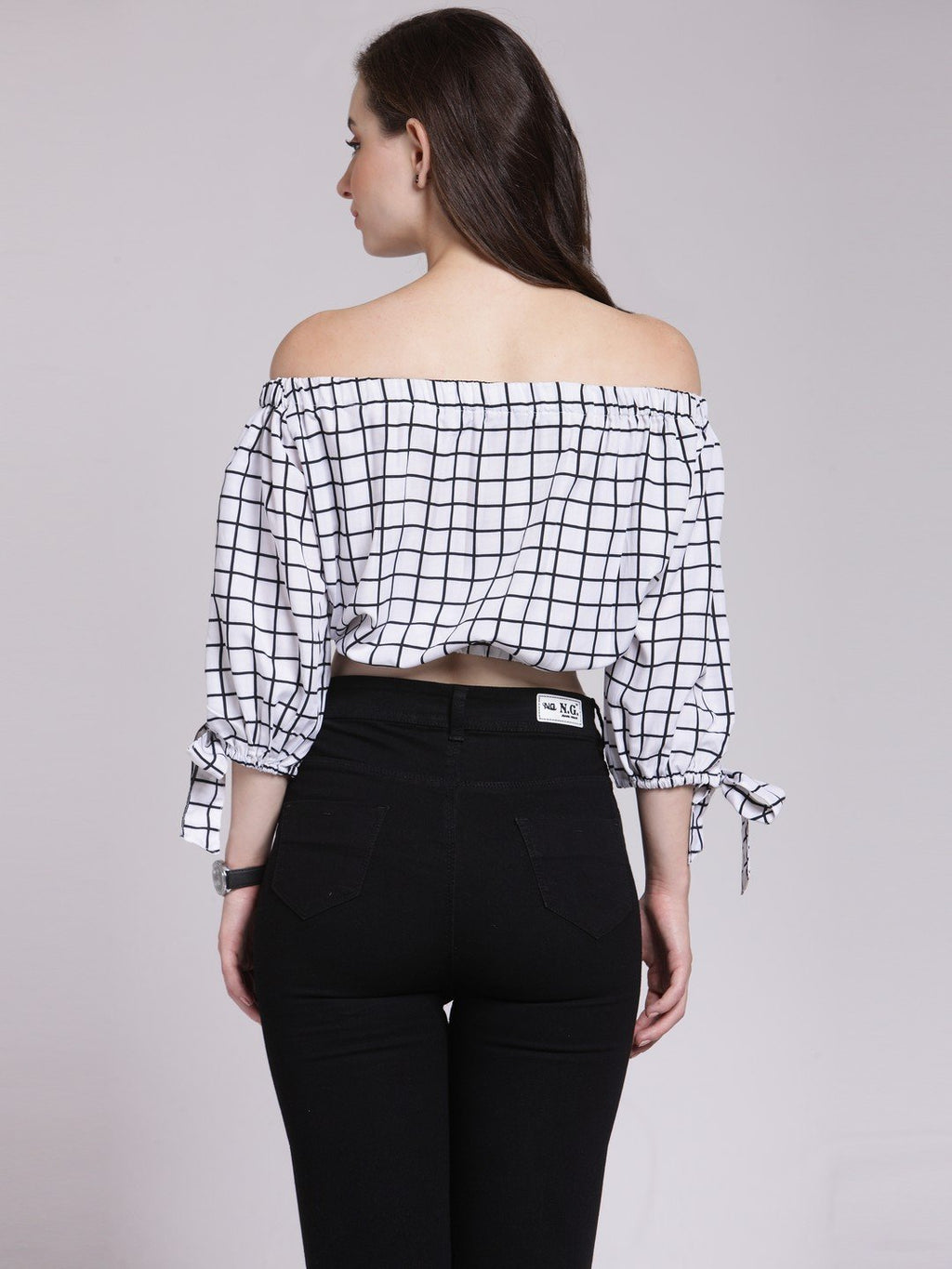 White Checkered Top