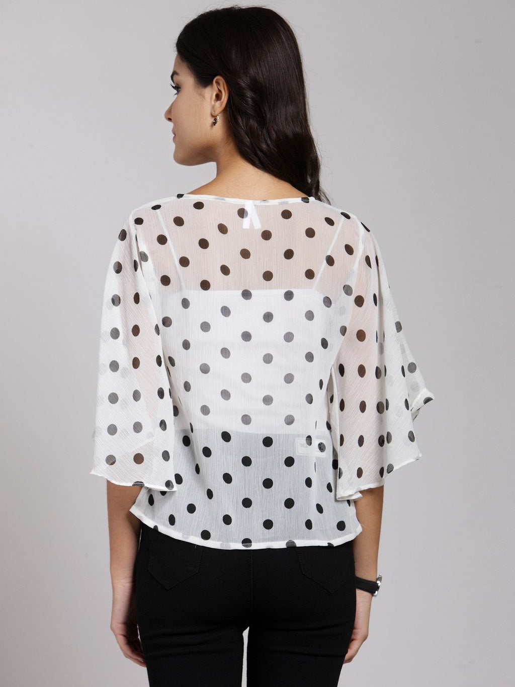 White Polka Dot Top
