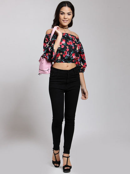 Black Printed Top