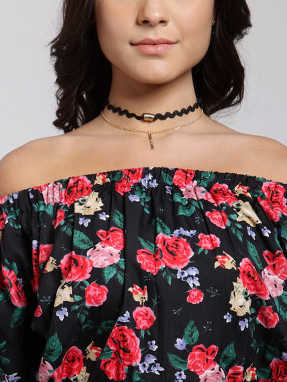 Black Printed Top