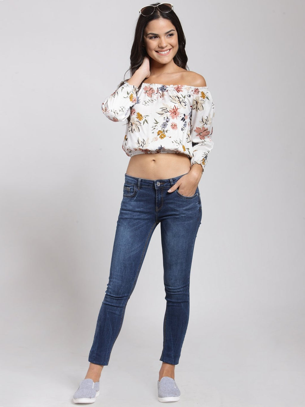White Printed Top
