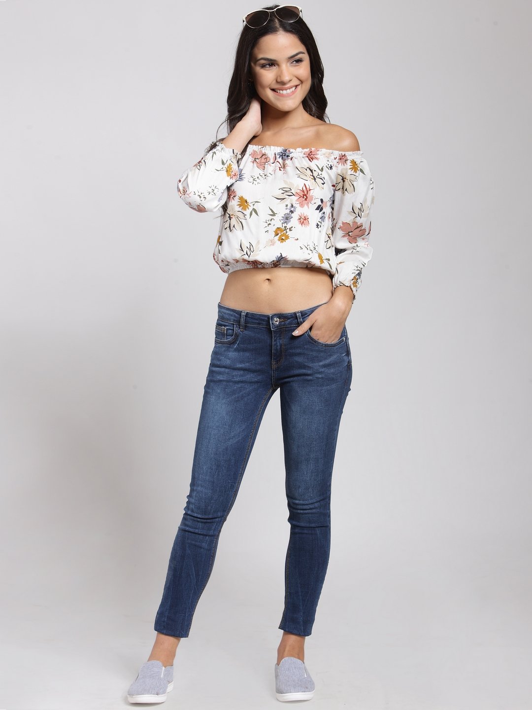White Printed Top