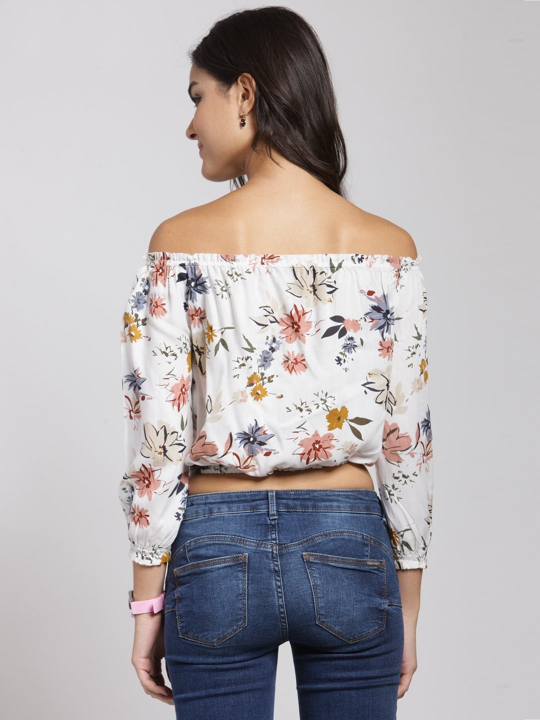 White Printed Top