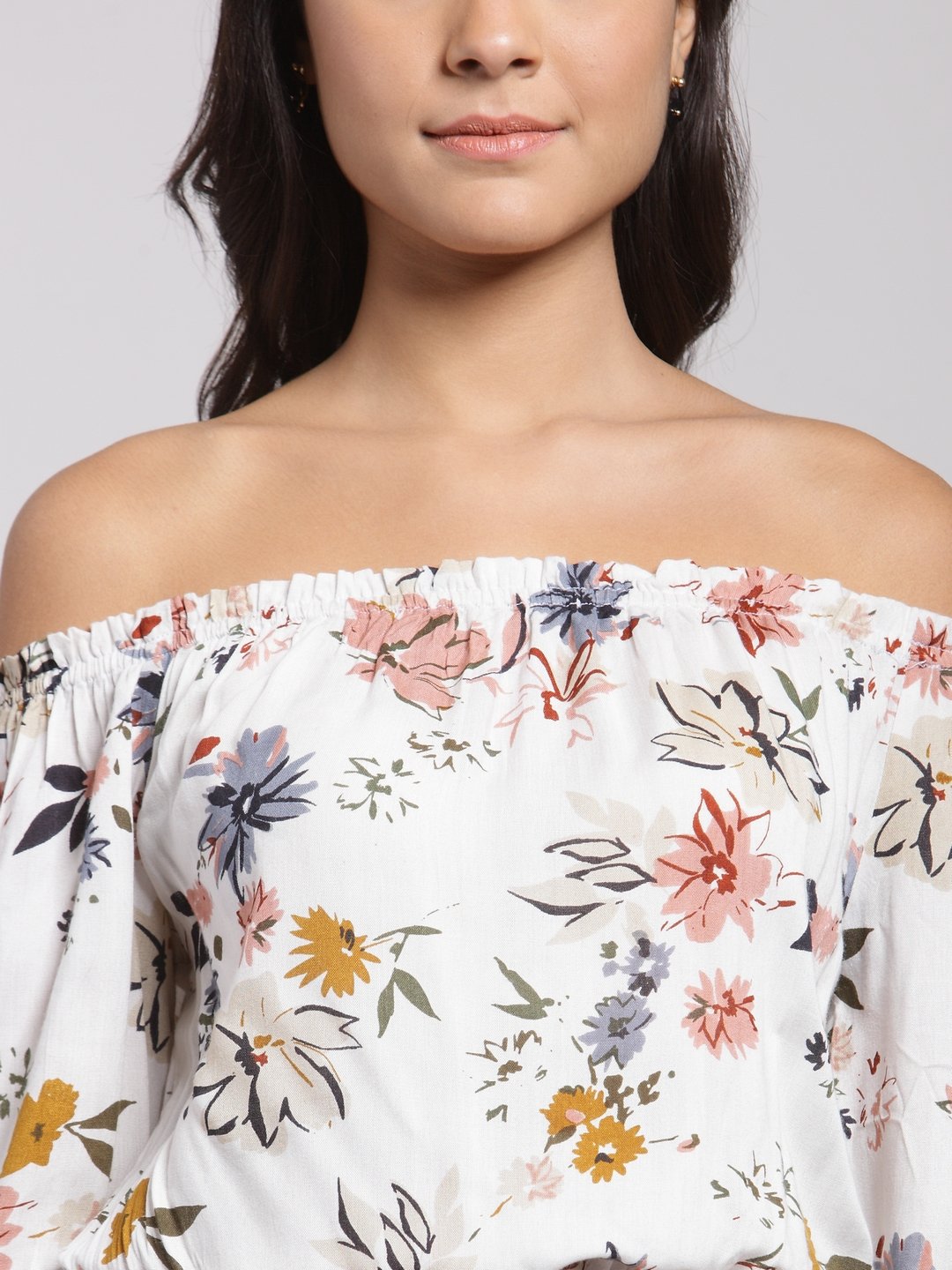 White Printed Top