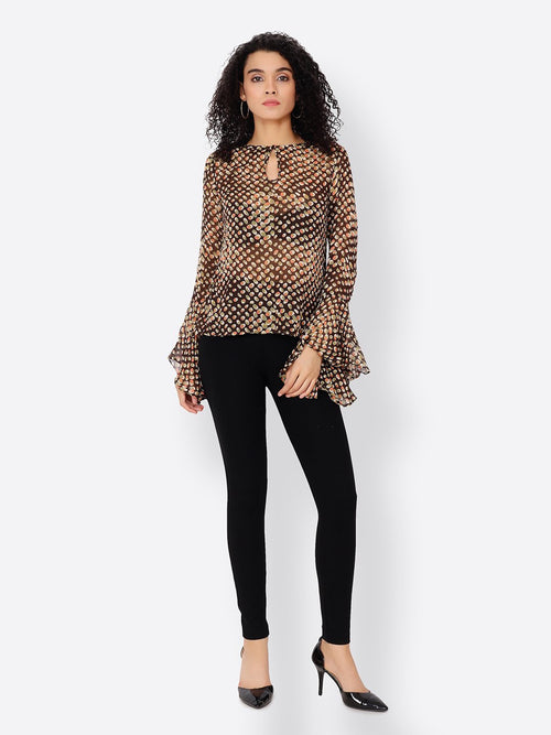 Cation Brown Printed Top