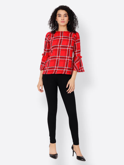 Cation Red Checkered Top