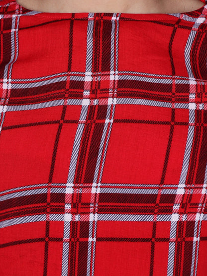 Cation Red Checkered Top