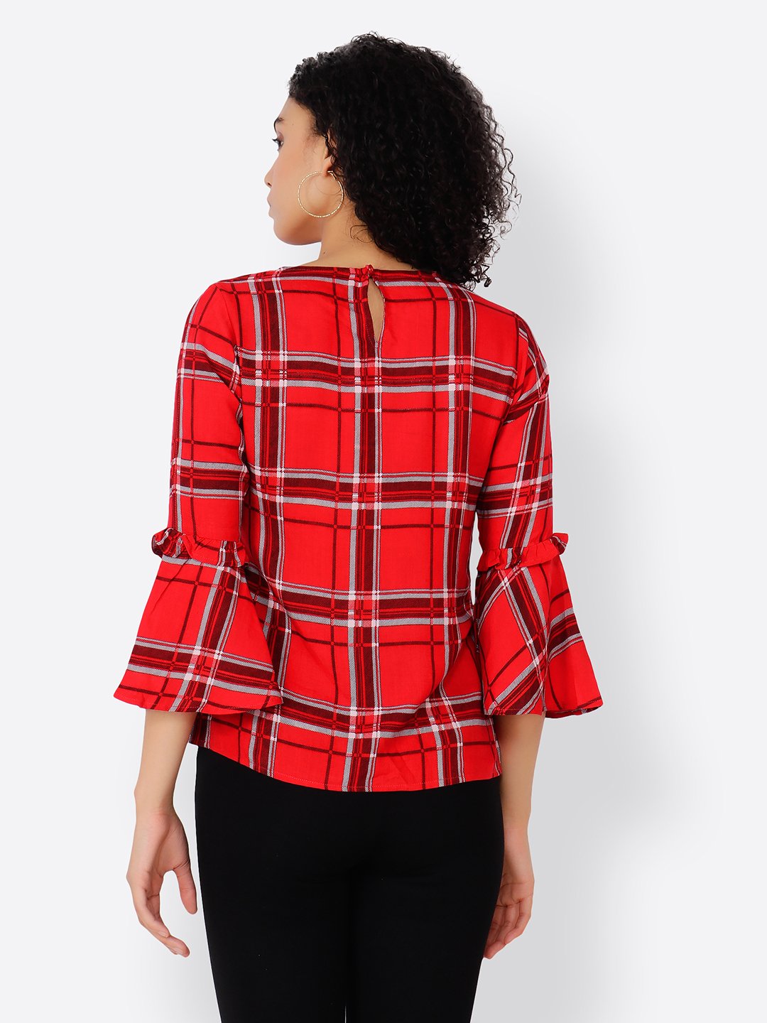 Cation Red Checkered Top
