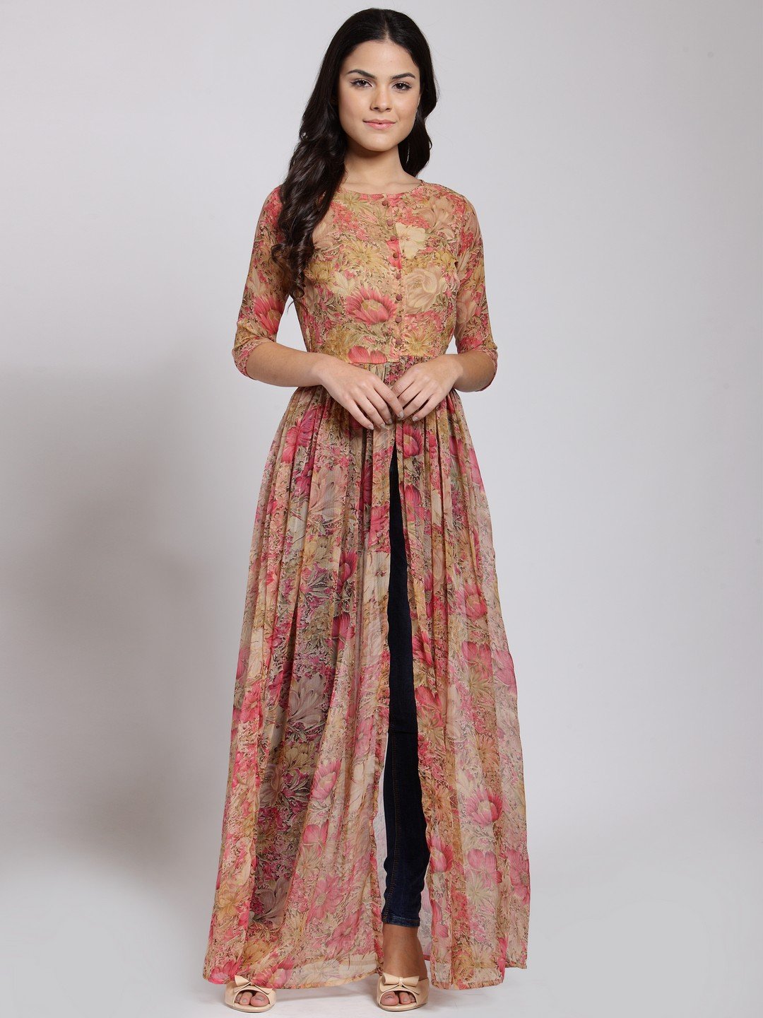 Cation Beige Printed Tunic