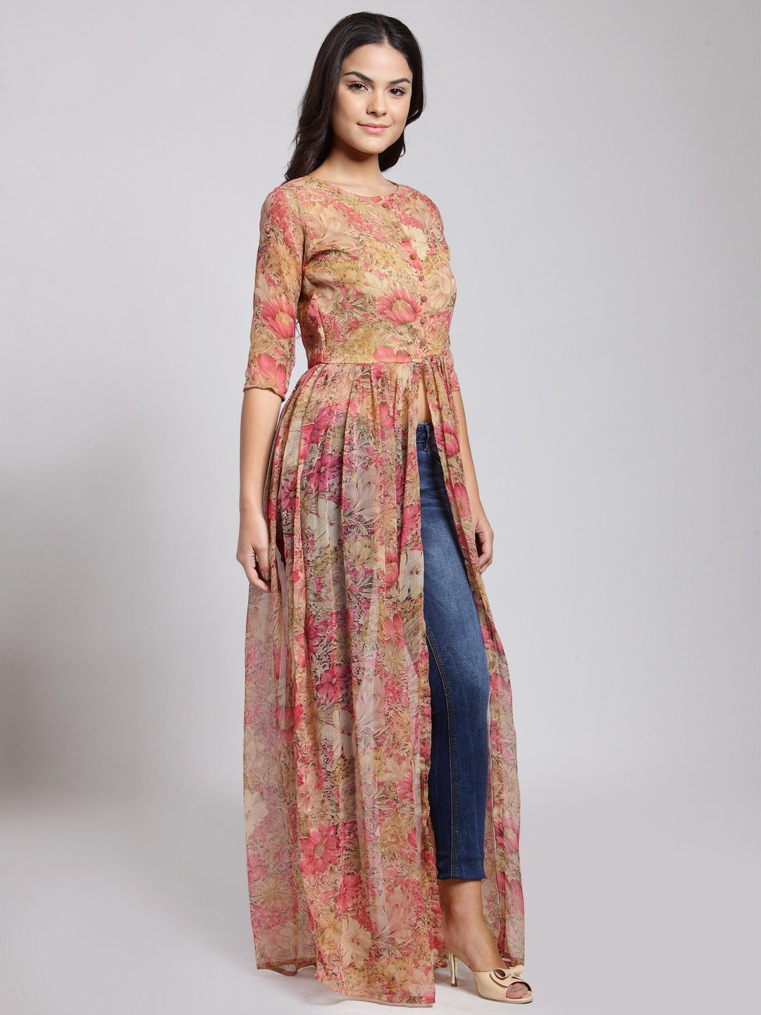 Cation Beige Printed Tunic