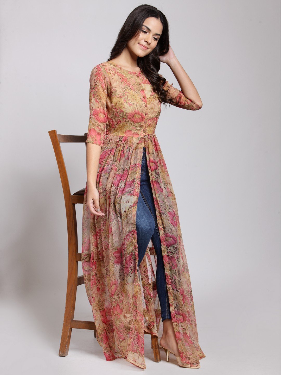 Cation Beige Printed Tunic
