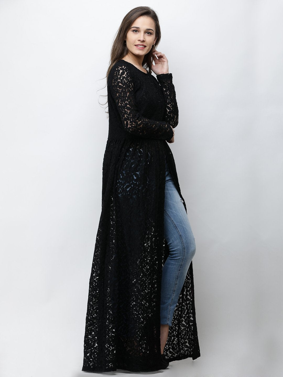 Kurtas  Kurtis  Black heavy cotton kurti with printed 