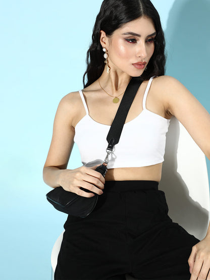 SCORPIUS White Strap Top Black pants Coord Set