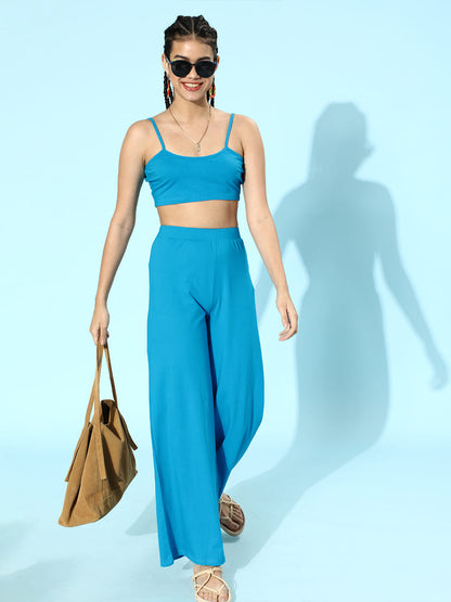 SCORPIUS Blue Strap Top and pants Coord Set
