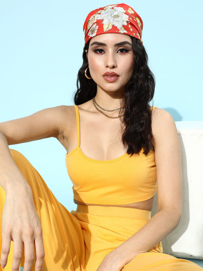 SCORPIUS Yellow Strap Top and pants Coord Set